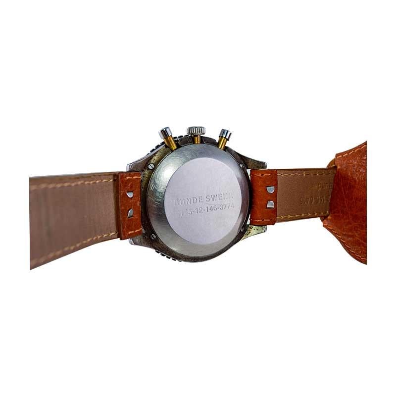 Heuer Bundeswehr chronographe en acier et métal à canon avec cadran et lunette d'origine en vente 11