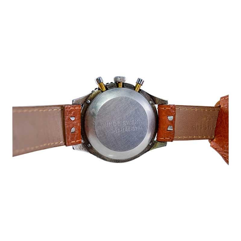 Heuer Bundeswehr chronographe en acier et métal à canon avec cadran et lunette d'origine en vente 12