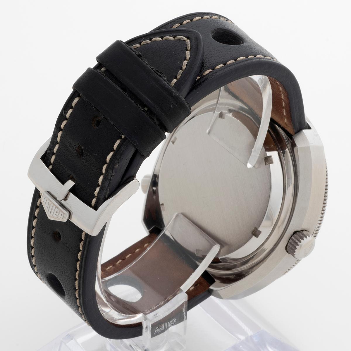 Femenino o masculino Cronógrafo Calculadora Heuer ref 110.633. Caja de 45 mm, acero inoxidable, c 1975 en venta