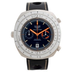 Cronógrafo Calculadora Heuer ref 110.633. Caja de 45 mm, acero inoxidable, c 1975
