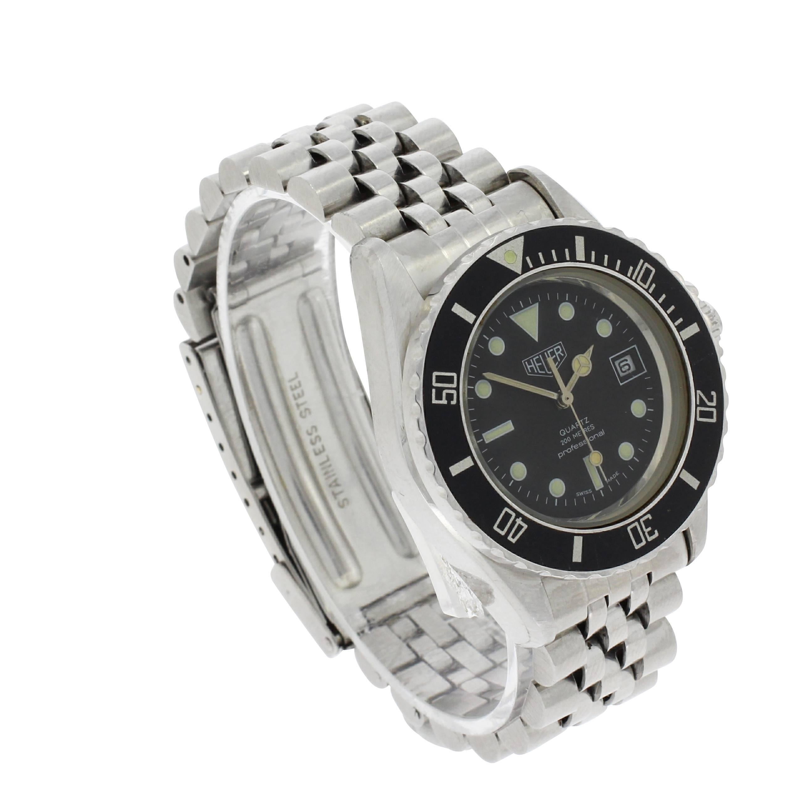 Heuer Carrera Divers 980.015 Mid Size Wristwatch Steel For Sale 2