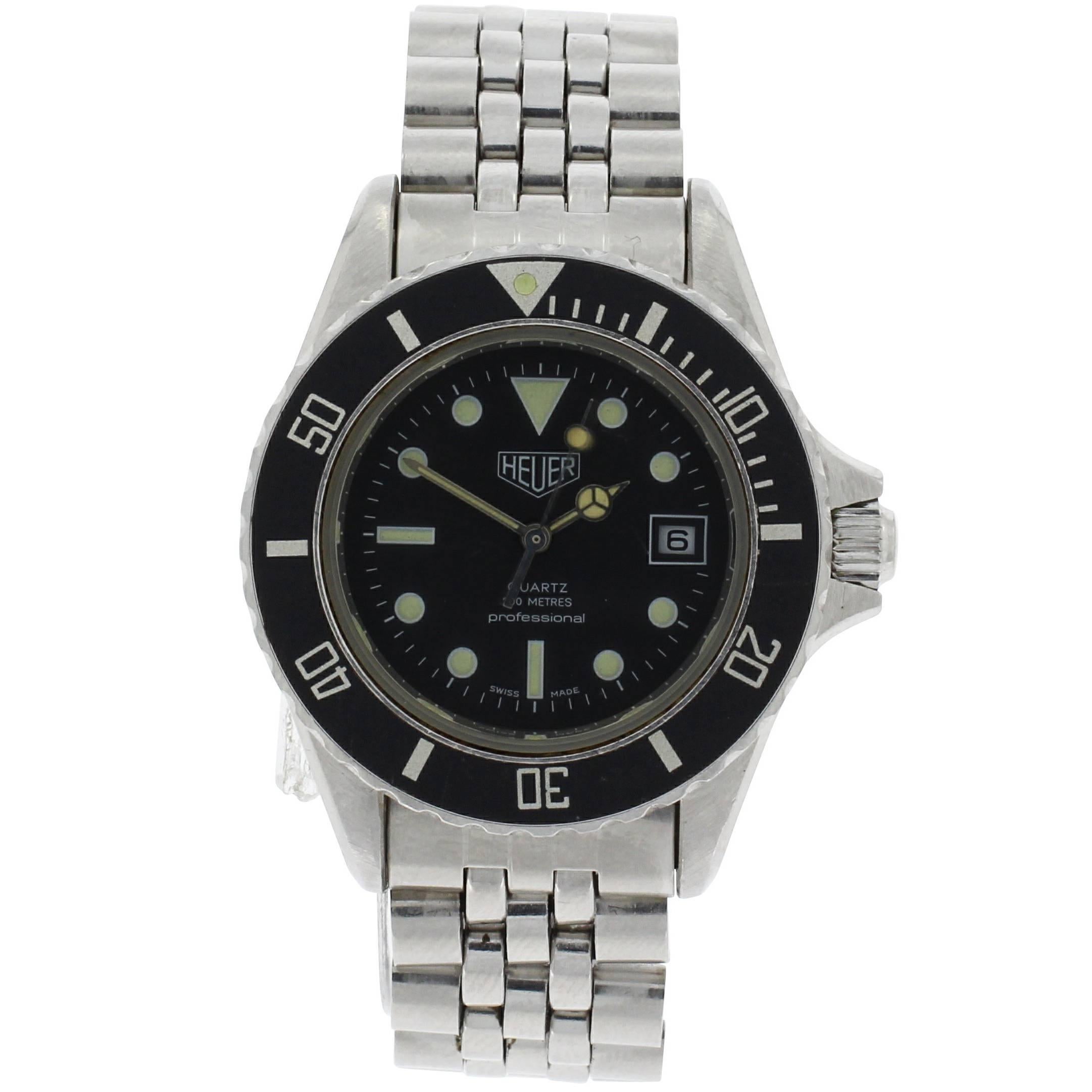 Heuer Carrera Divers 980.015 Mid Size Wristwatch Steel For Sale