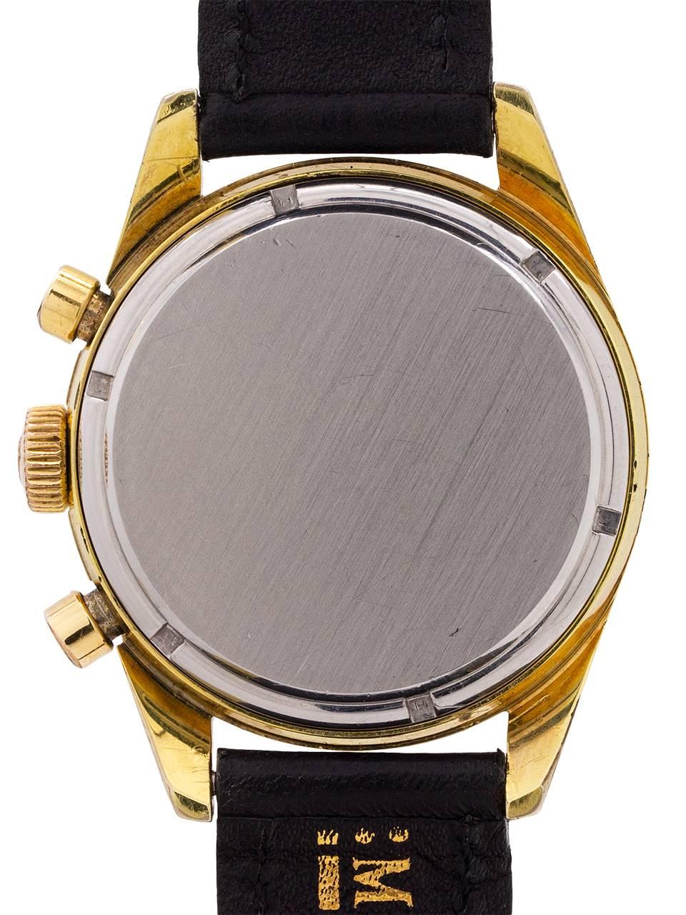 Heuer Carrera Yellow Gold Manual Wind Wristwatch Ref 2448, circa 1960s In Excellent Condition In West Hollywood, CA