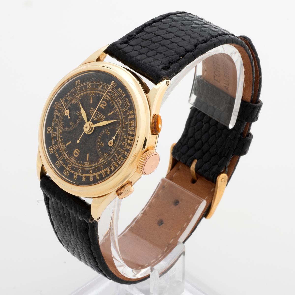 Heuer Chronograph Wristwatch 2403 Telemetre / Tachymetre. Cal .13 Mvmt, c 1935. im Zustand „Gut“ im Angebot in Canterbury, England