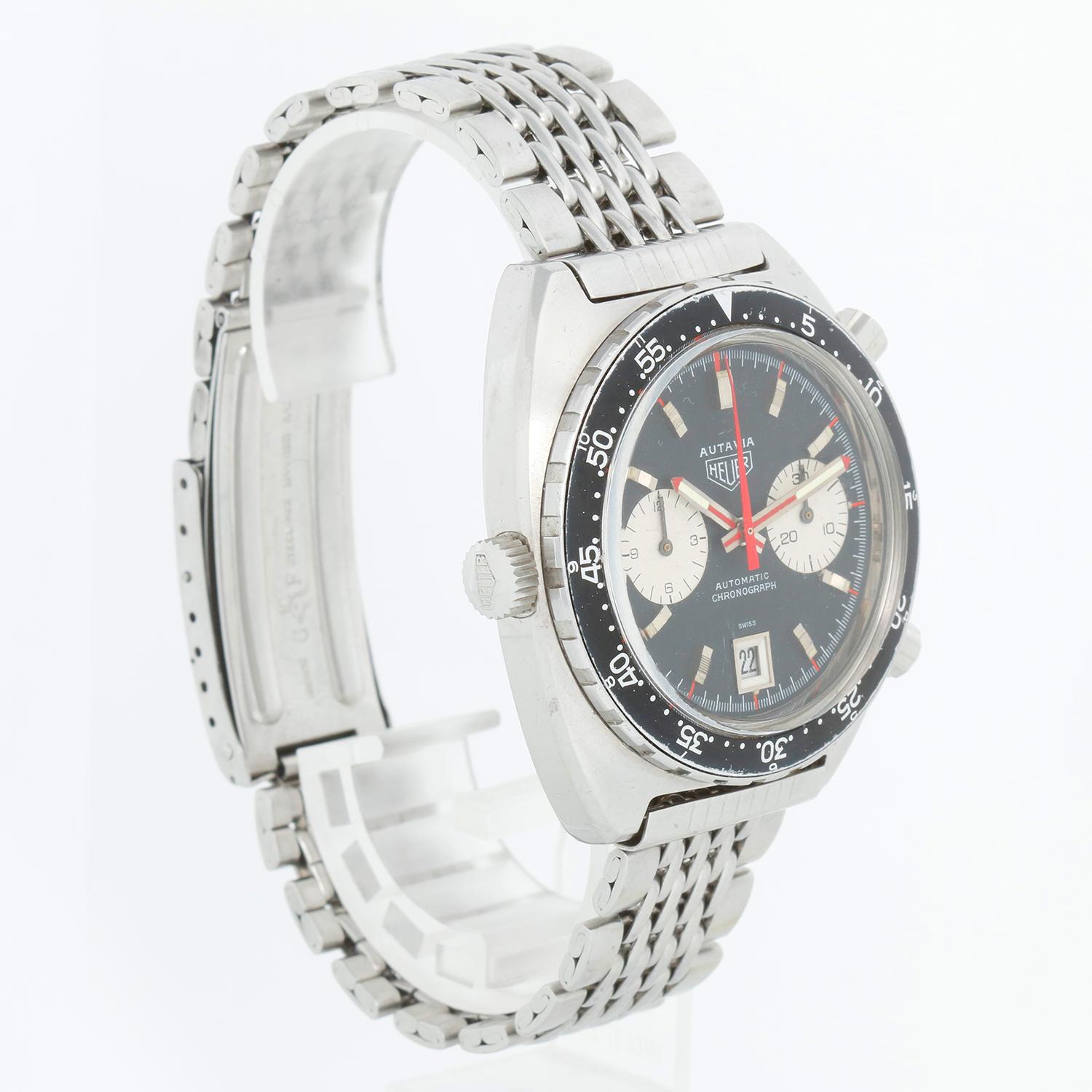 Heuer „Derek Bell“ Autavia Edelstahl Herrenuhr Ref 1163 MH, Autavia  Jahrgang 1970 im Zustand „Gut“ im Angebot in Dallas, TX