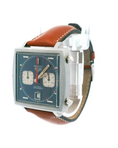 Heuer Monaco "Transitional" Cadran bleu non poli 1969 Autocollant d'origine au dos