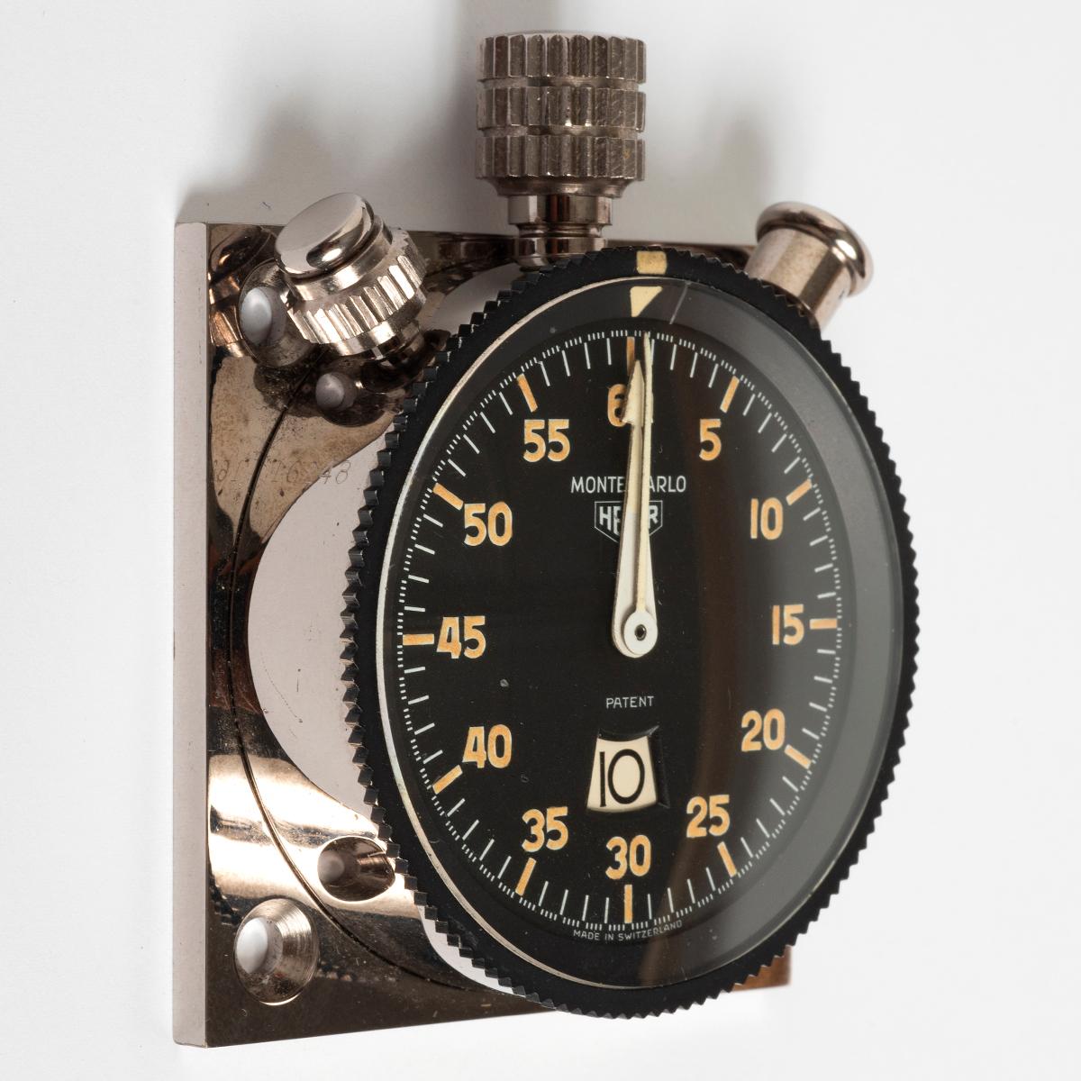 da uomo o donna Cronometro da cruscotto Heuer Monte Carlo / Rally Timer. (Aviazione) Anno c 1965.... in vendita