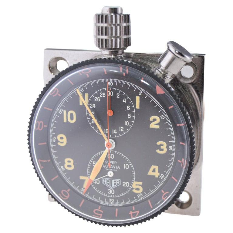 Mid-20th Century Heuer Racing Clock in New Old Stock Condition  For Sale