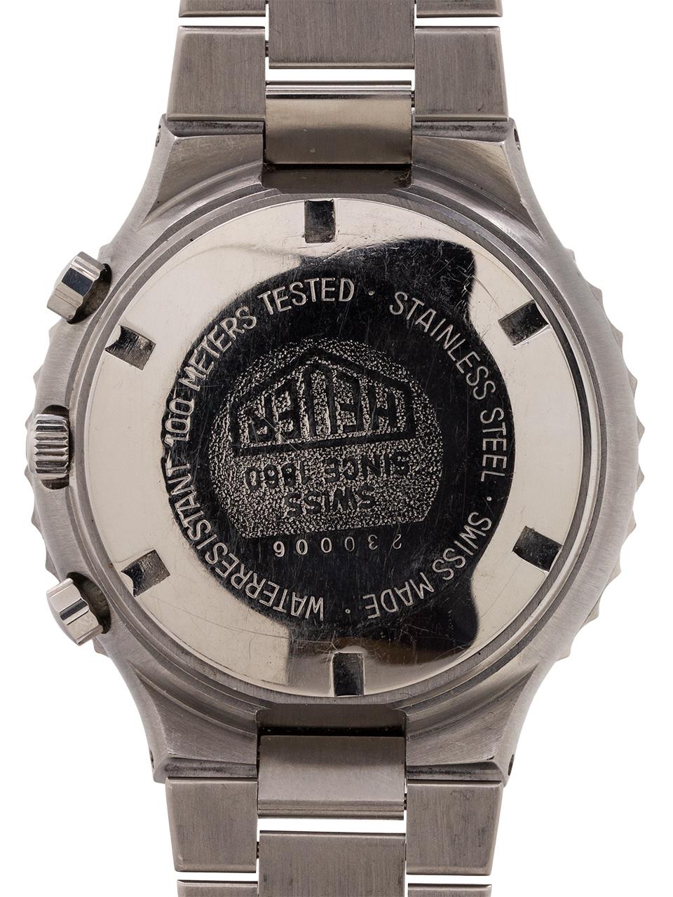 Men's Heuer Stainless Steel Pilot Chronograph Quartz Wristwatch, circa 1980s