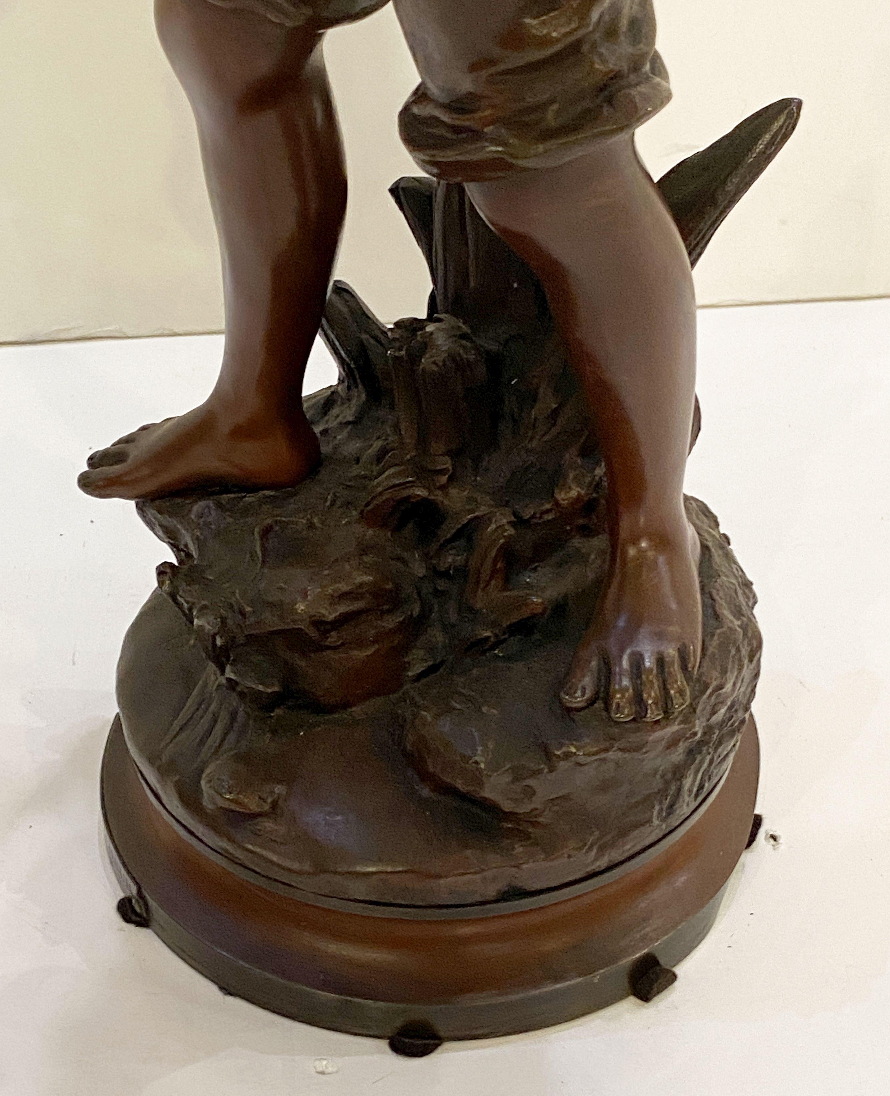 Heureux Pêcheur or Happy Fisherboy Bronze Sculptural Figure by Charles Anfrie  8