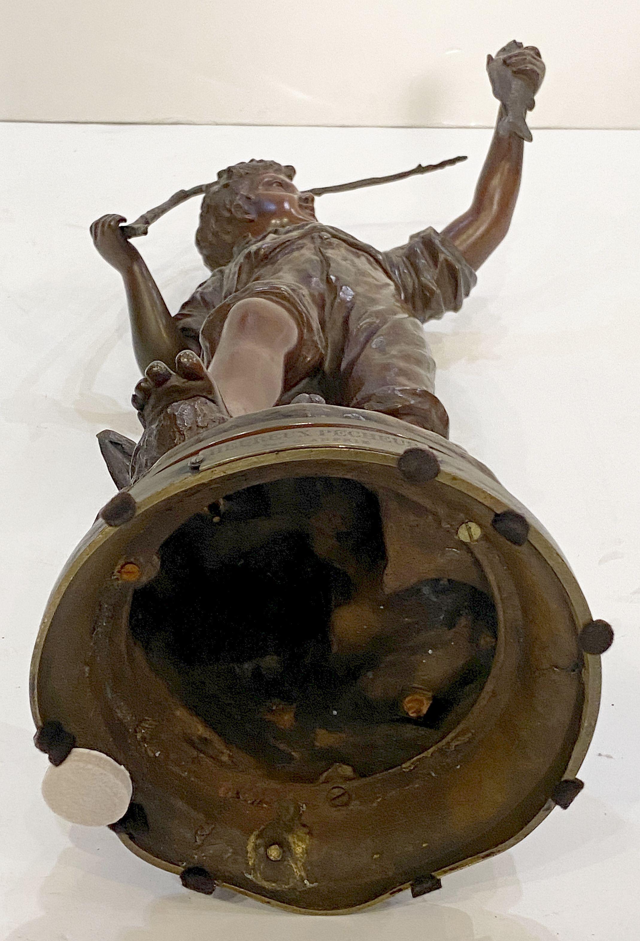 Heureux Pêcheur or Happy Fisherboy Bronze Sculptural Figure by Charles Anfrie  13