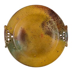 Heurlin, Sweden, Unique Dish in Glazed Ceramics with Openwork Handles Vintage Heurlin, Sweden, Unique Dish in Glazed Ceramics with Openwork Handles
