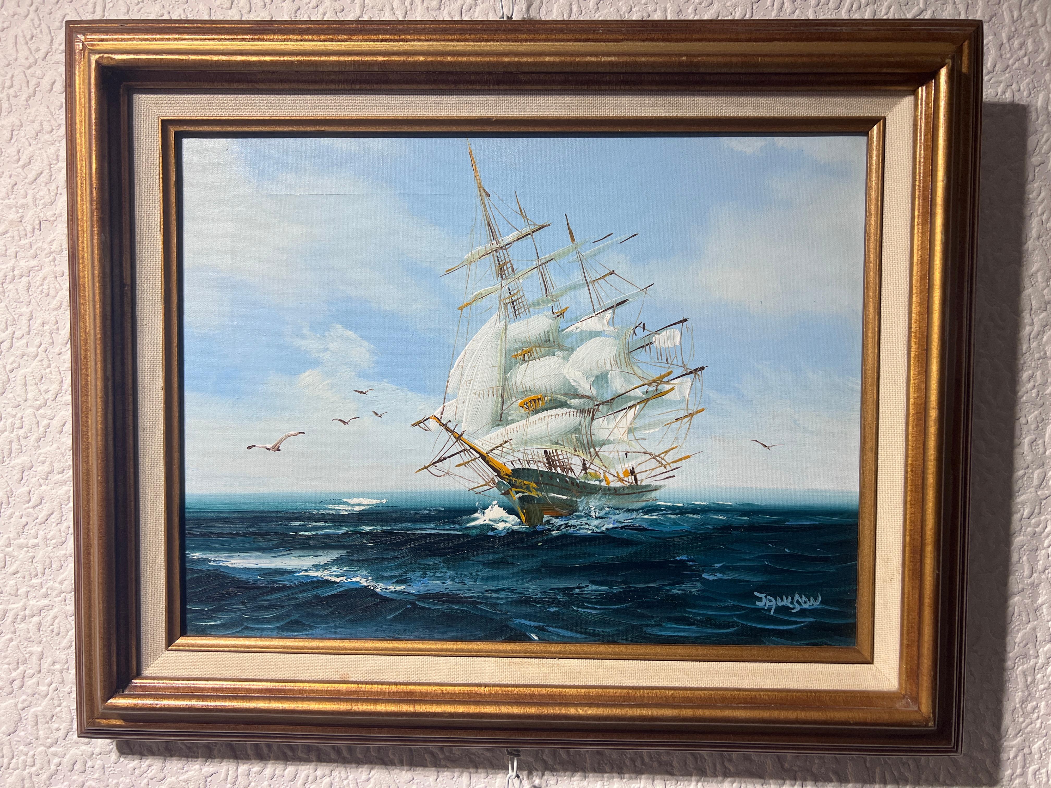 Listed Artist Hewett JACKSON 1914-2007, seascape Original oil painting on canvas 2