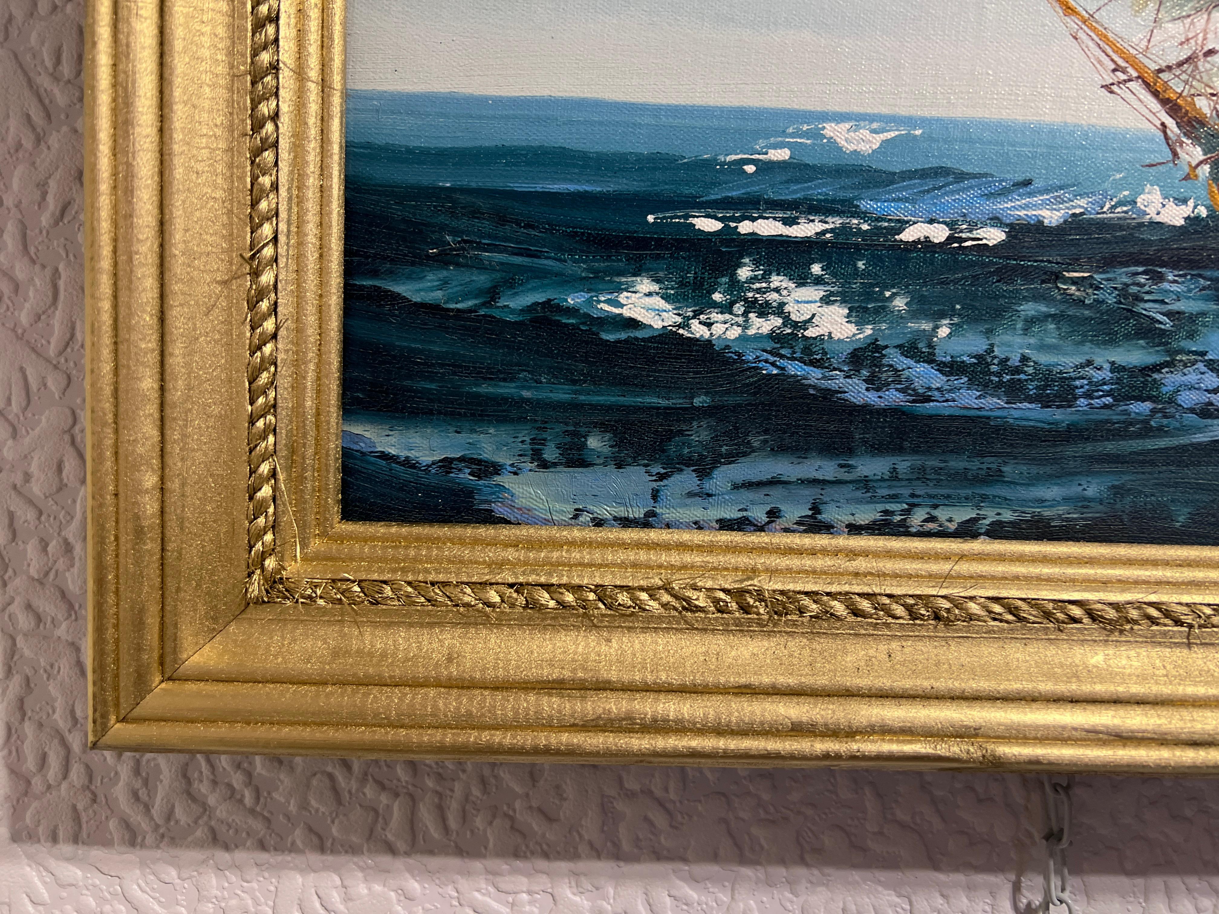 Artista quotato Hewett JACKSON 1914-2007, paesaggio marino Pittura ad olio originale su tela 3
