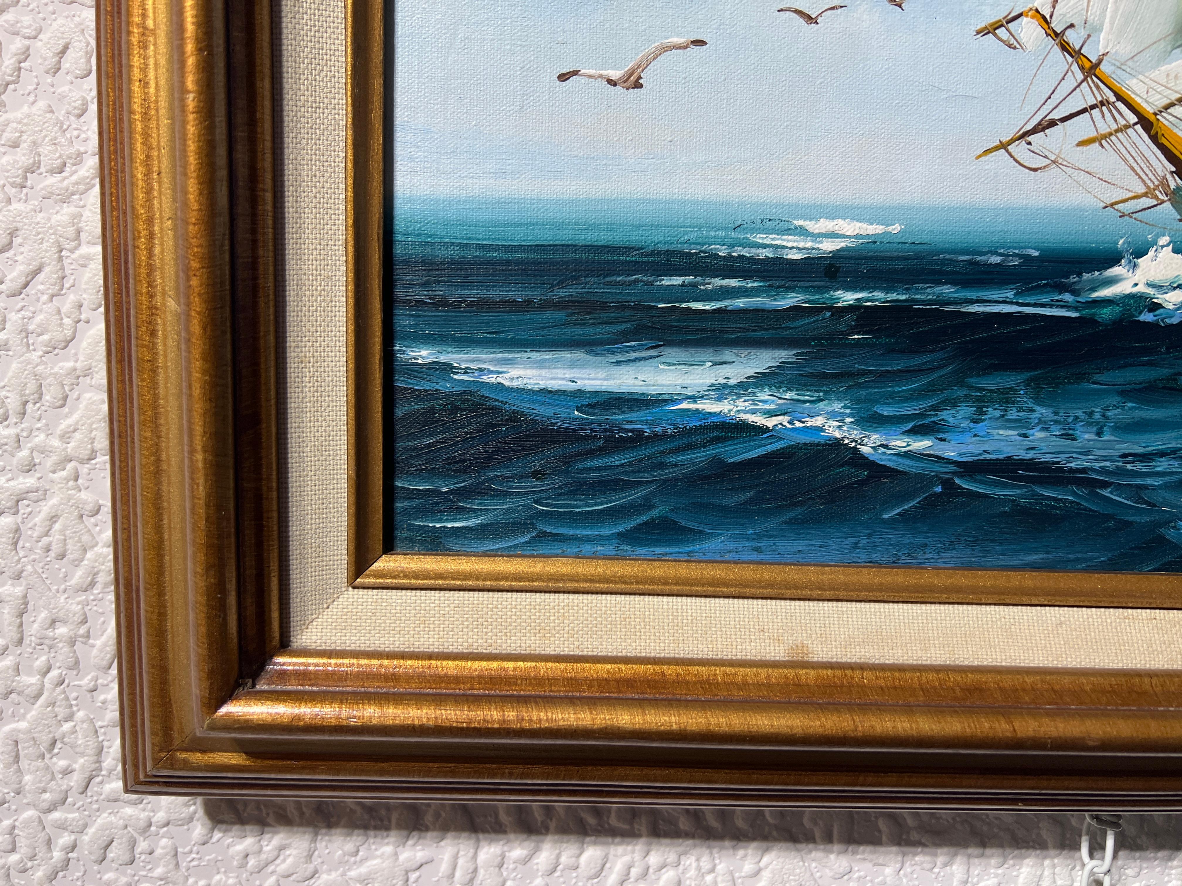 Listed Artist Hewett JACKSON 1914-2007, seascape Original oil painting on canvas 4
