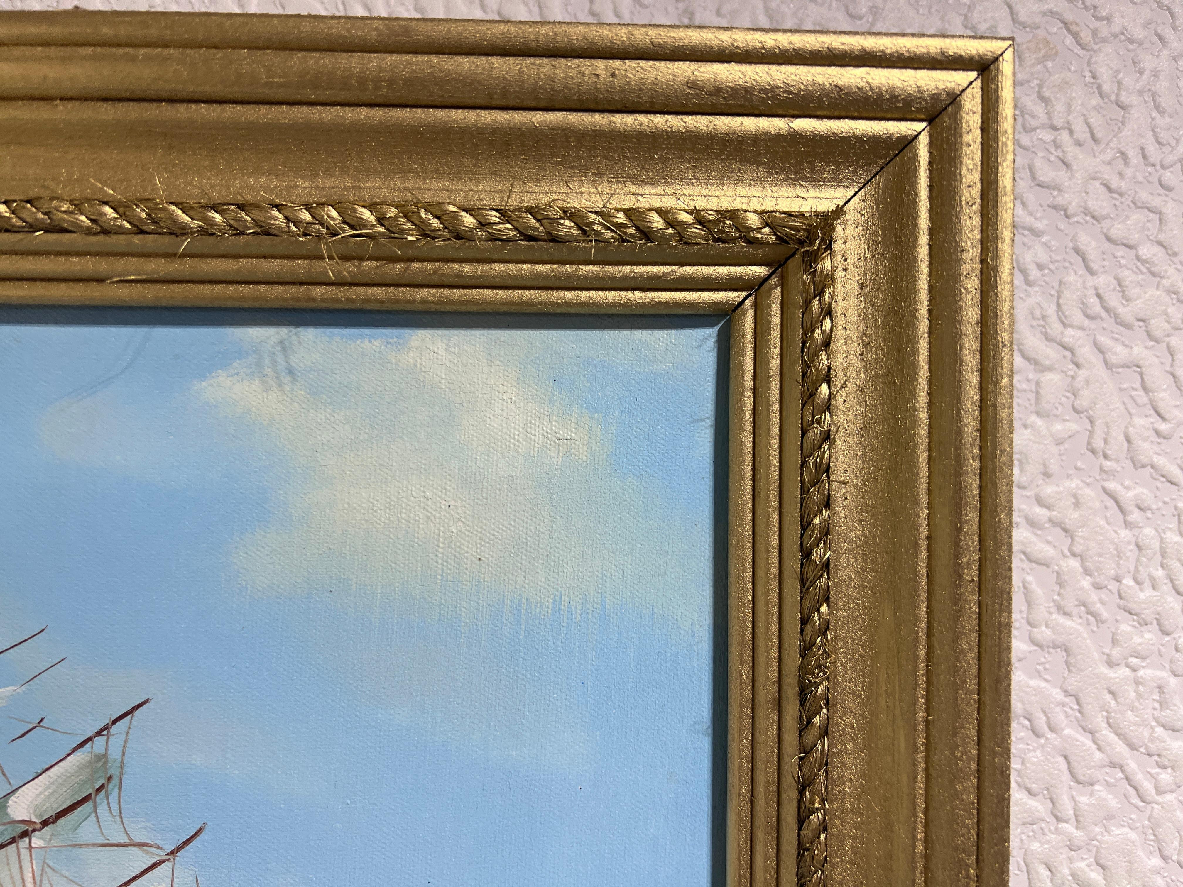 Artista quotato Hewett JACKSON 1914-2007, paesaggio marino Pittura ad olio originale su tela 5