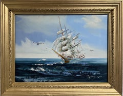 Artista quotato Hewett JACKSON 1914-2007, paesaggio marino Pittura ad olio originale su tela