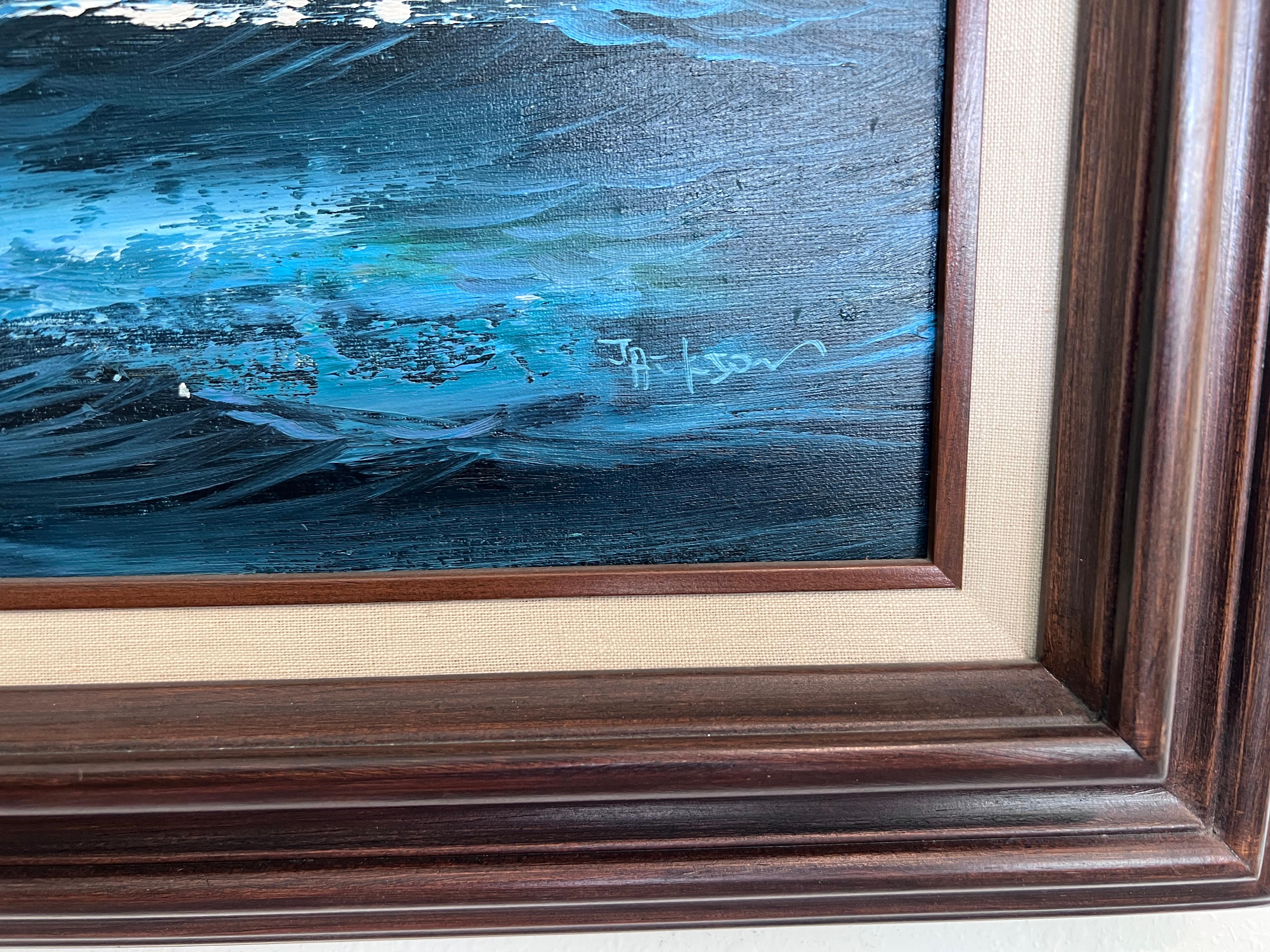 Listed Artist Hewett Jackson Original Oil Painting  Tall Ship Seascape  Framed For Sale 4