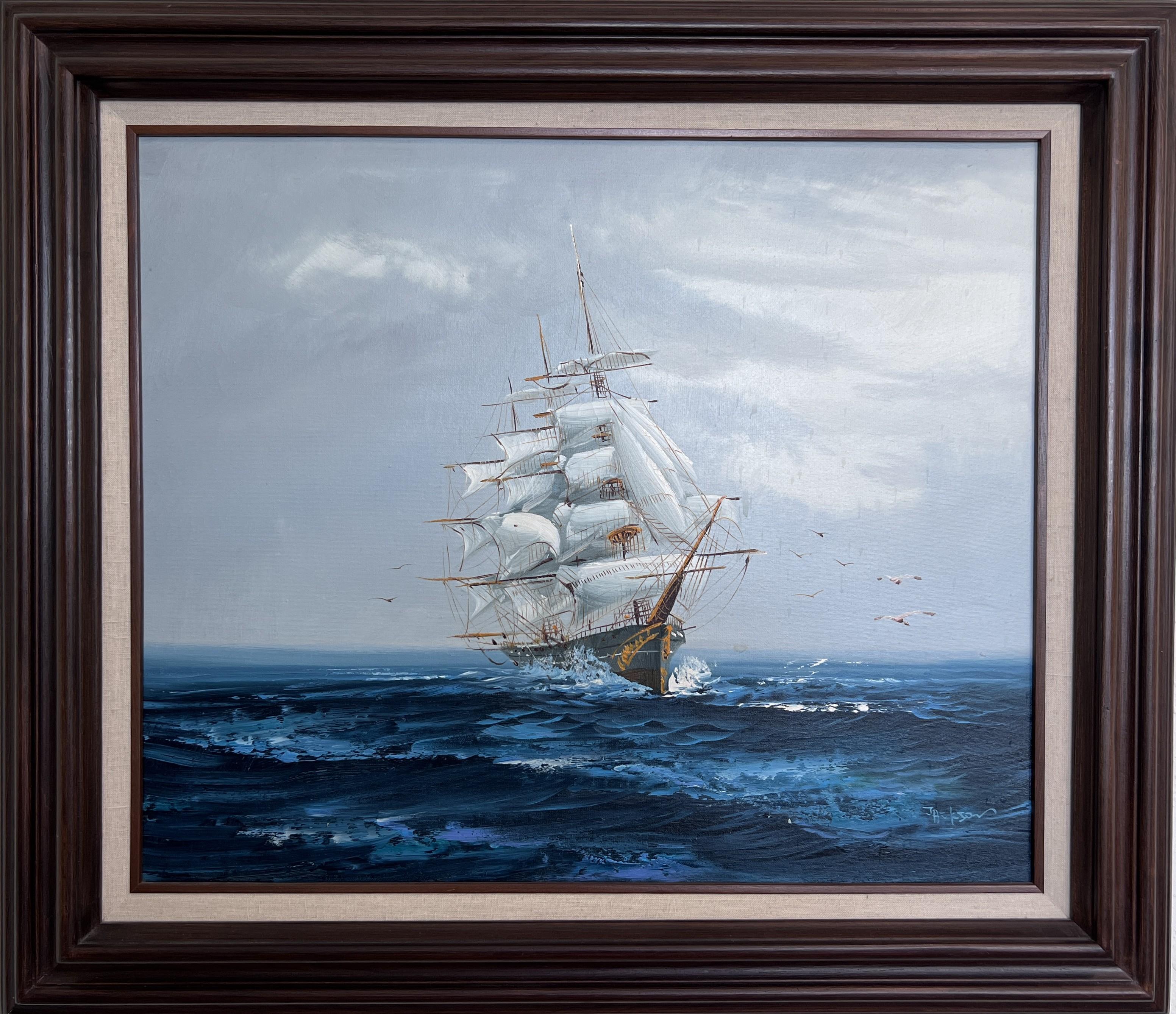 Hewett JACKSON  Landscape Painting - Listed Artist Hewett Jackson Original Oil Painting  Tall Ship Seascape  Framed