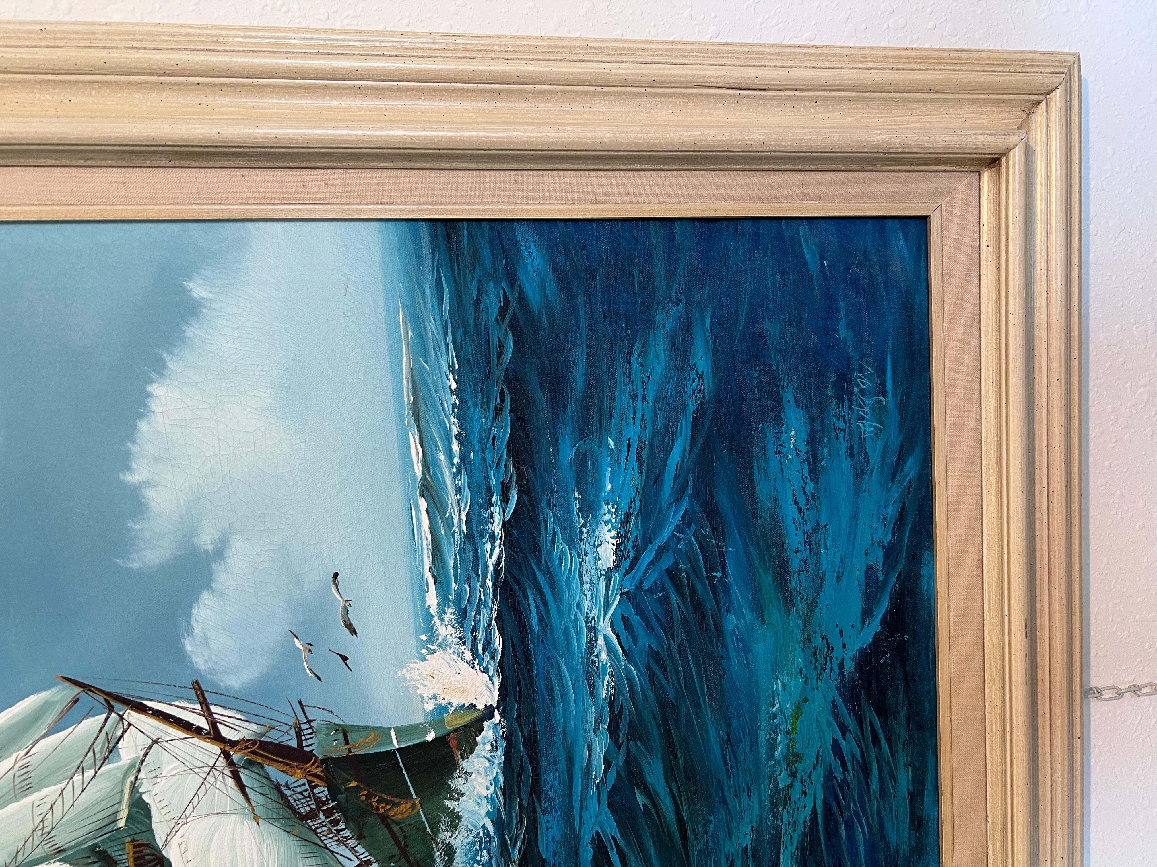 Artista quotato Hewett JACKSON 1914-2007, paesaggio marino Pittura ad olio originale su tela in vendita 2