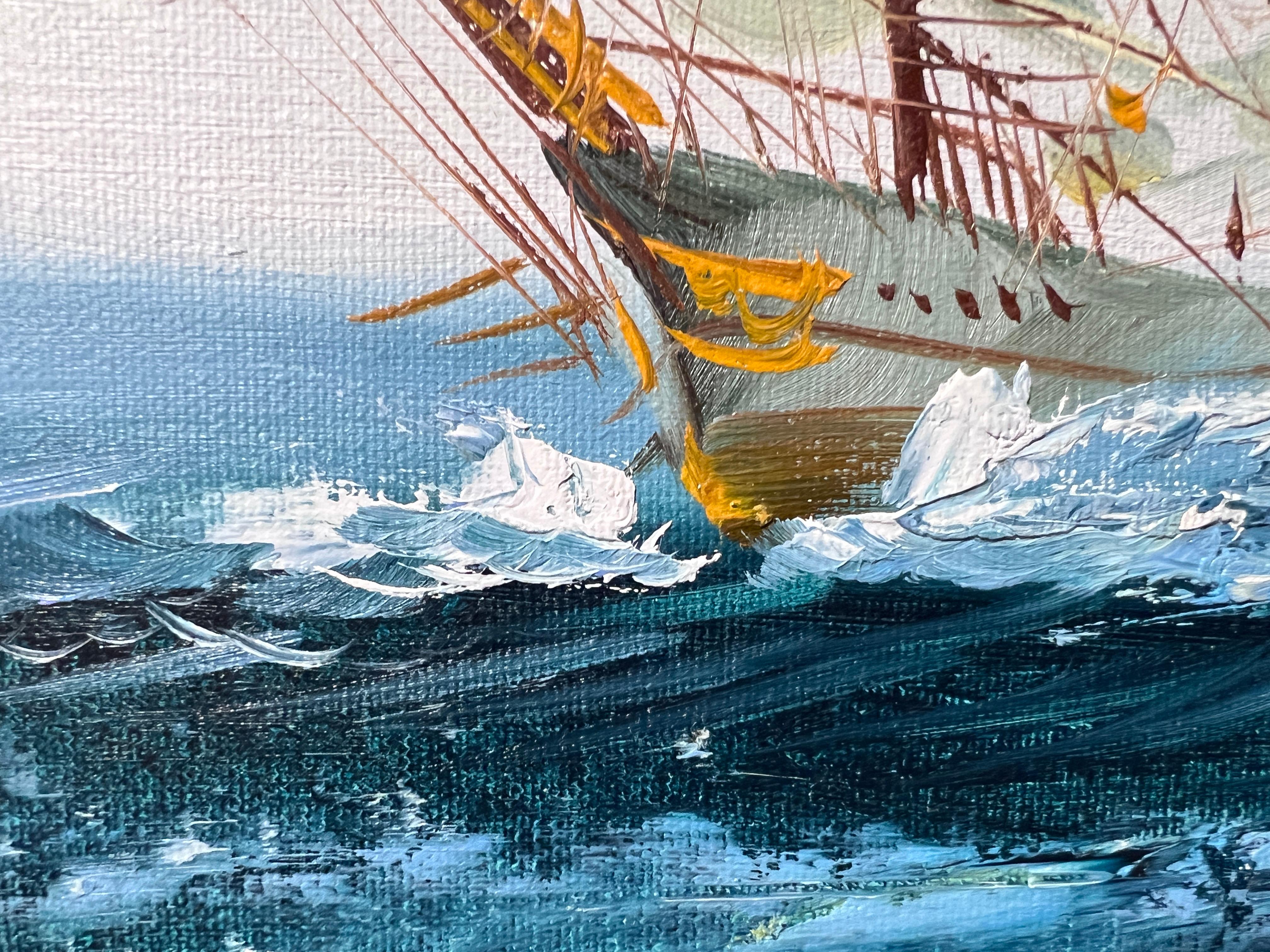 Listed Artist Hewett JACKSON 1914-2007, seascape Original oil painting on canvas For Sale 5