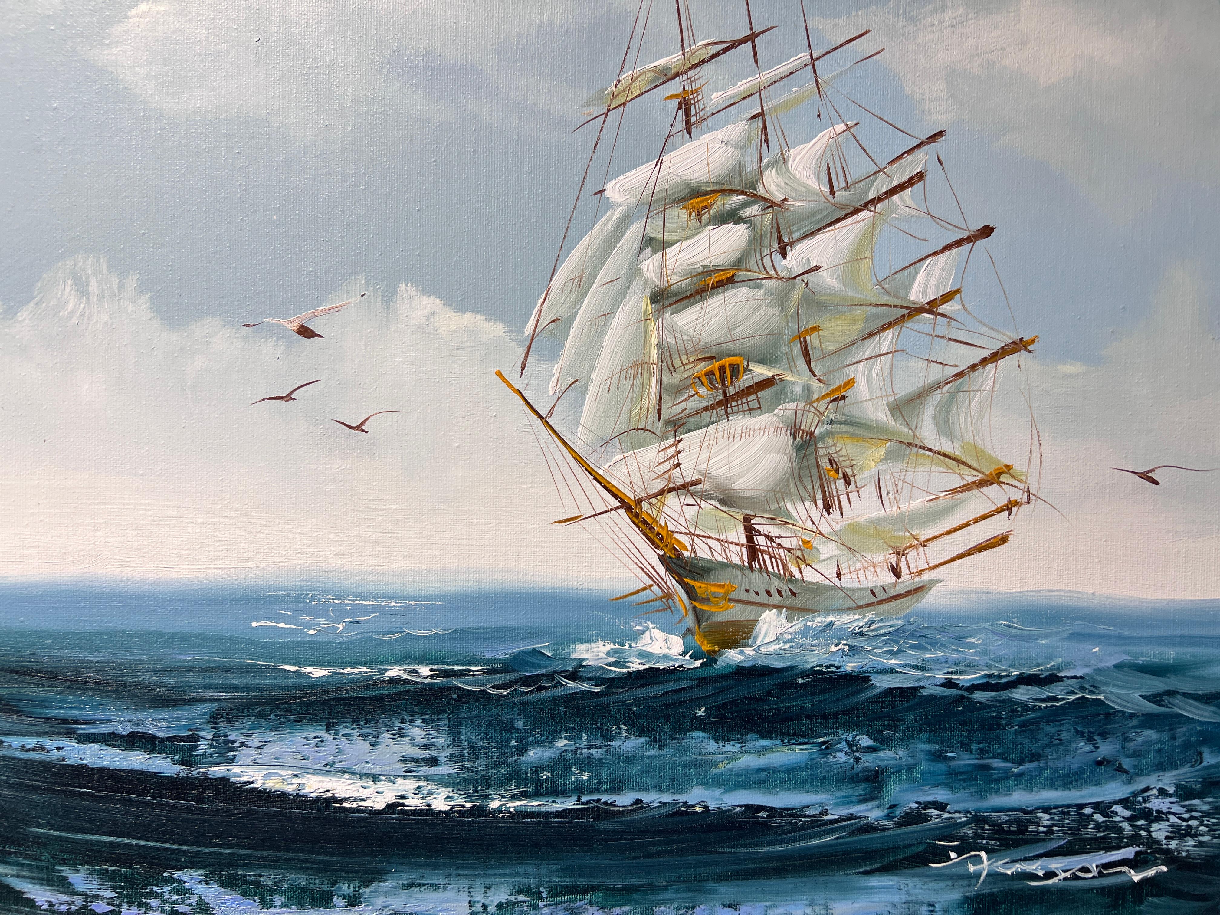 Listed Artist Hewett JACKSON 1914-2007, seascape Original oil painting on canvas - Impressionist Painting by Hewett Jackson