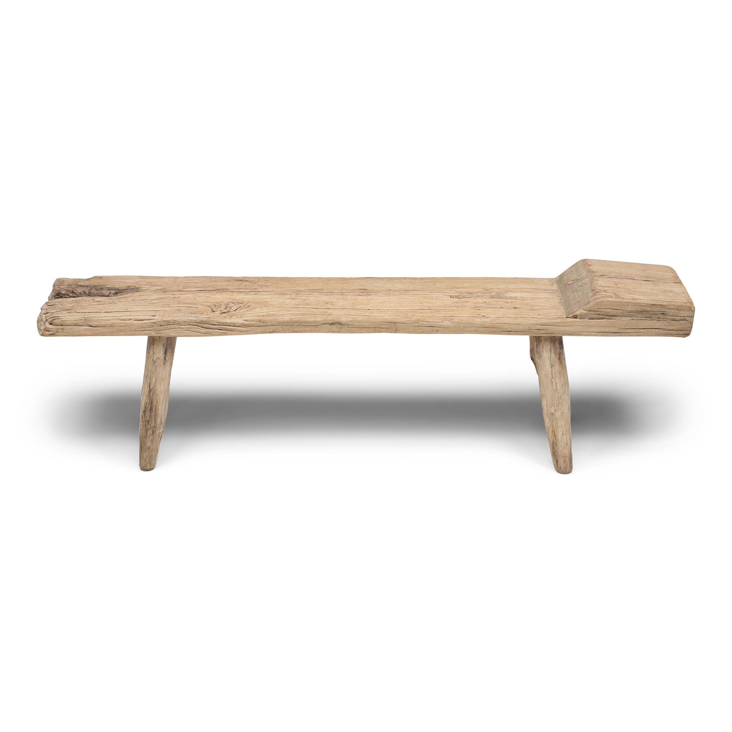 Chinese Hewn Beech Timber Bench