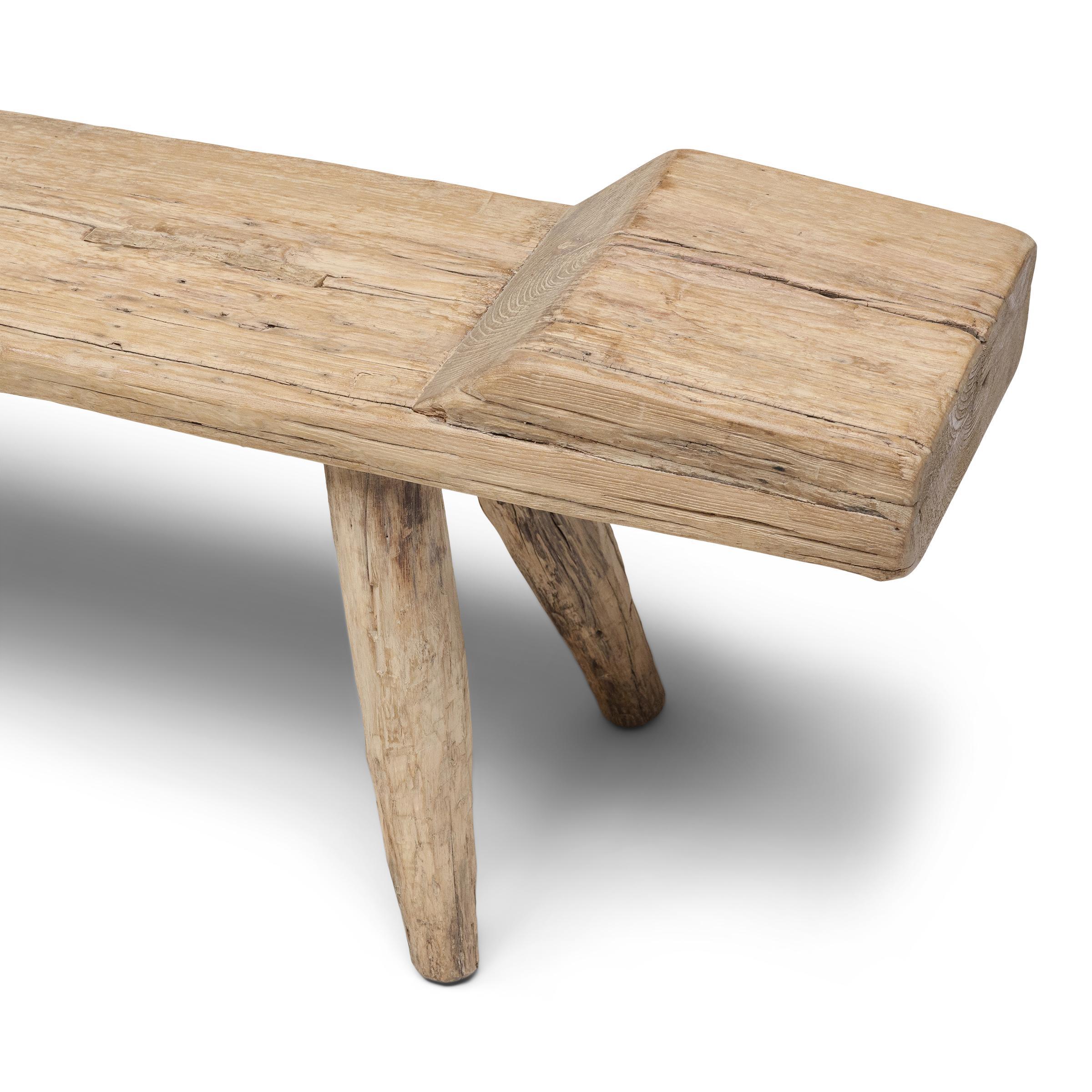 Hewn Beech Timber Bench In Good Condition In Chicago, IL