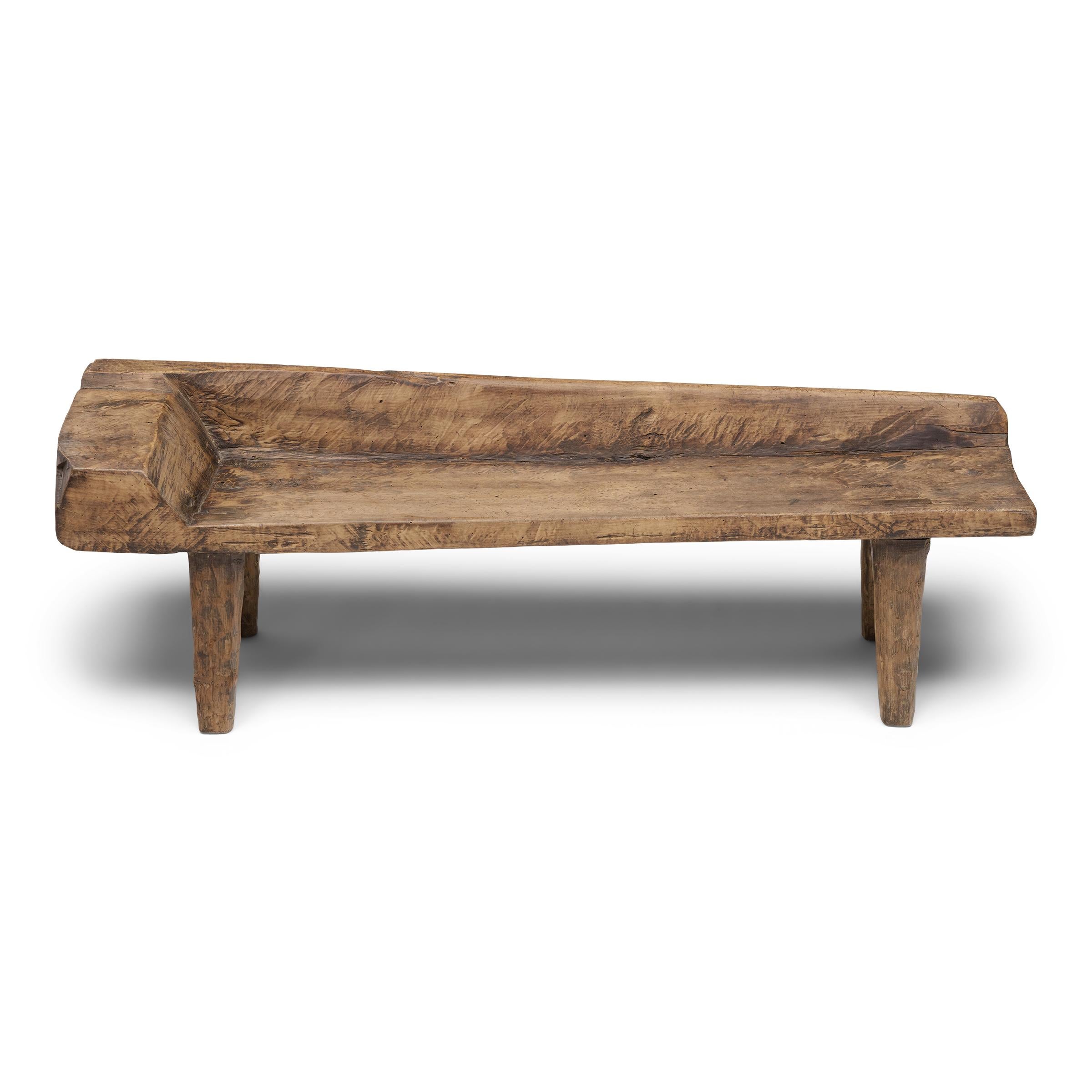 Organic Modern Hewn Timber Pillow Bench