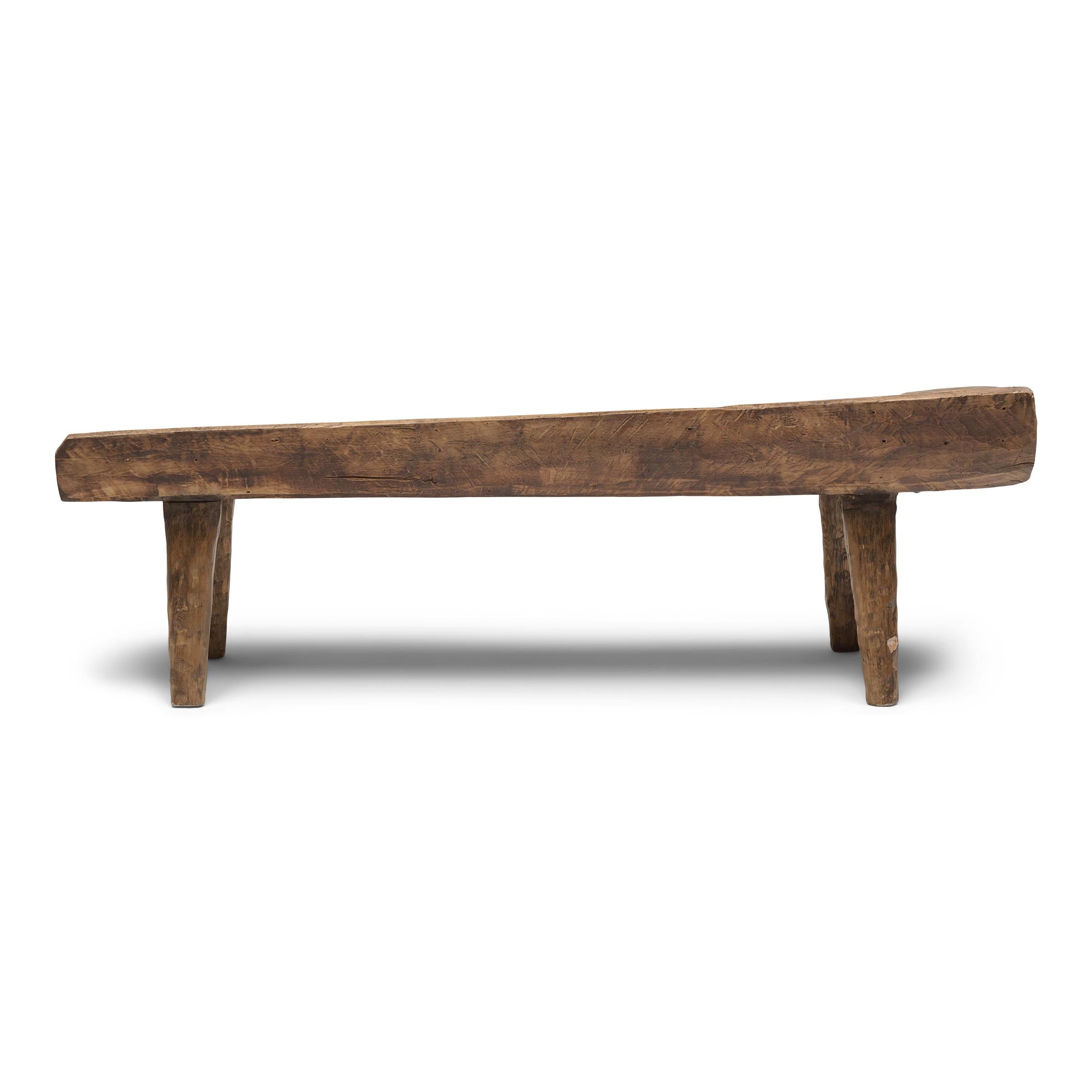 Hewn Timber Pillow Bench In Good Condition In Chicago, IL