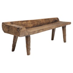 Panca con cuscino in legno lavorato