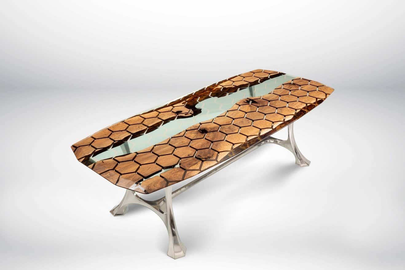 Metal SALE ! Honeycomb Epoxy Resin Table - Ready to Ship!  For Sale