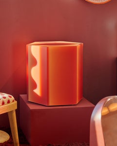 Hex Box Epoxy Resin Side Table / Stool in Gradient Dark Orange by Facture