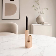 "Hex Candle" Brass and Wood Candle Holder by Aparentment