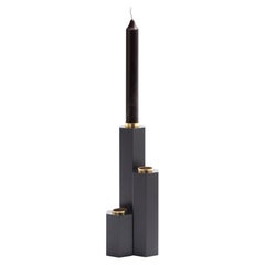 "Hex Candle" Brass and Wood Candle Holder by Aparentment