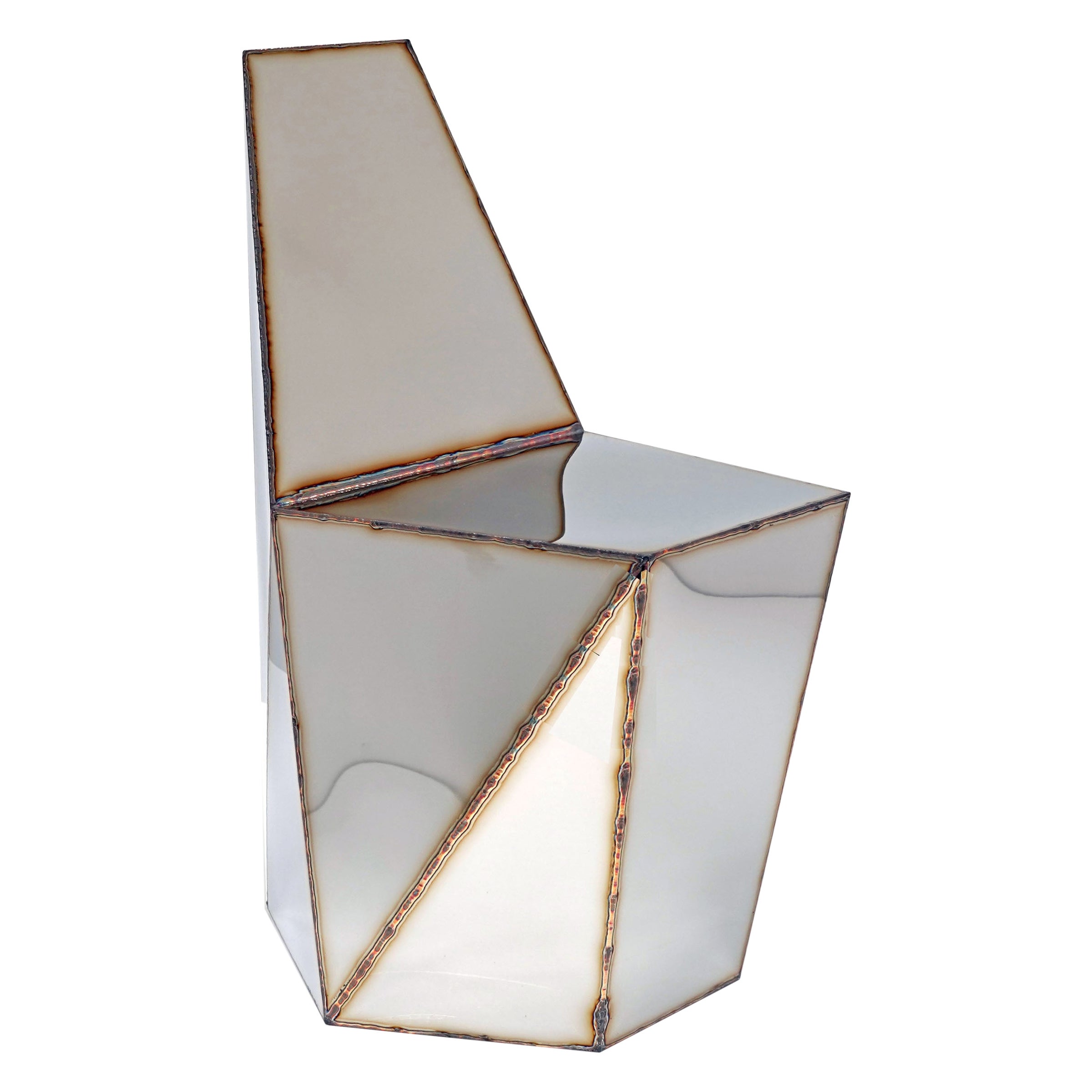Hex Chair aus geschweißtem spiegelpoliertem und rostfreiem Stahl von Julian Mayor
