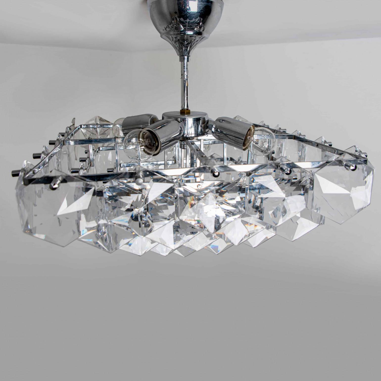 Kinkeldey Pendelleuchte aus Chromkristall, Hex, 1970 im Angebot 2