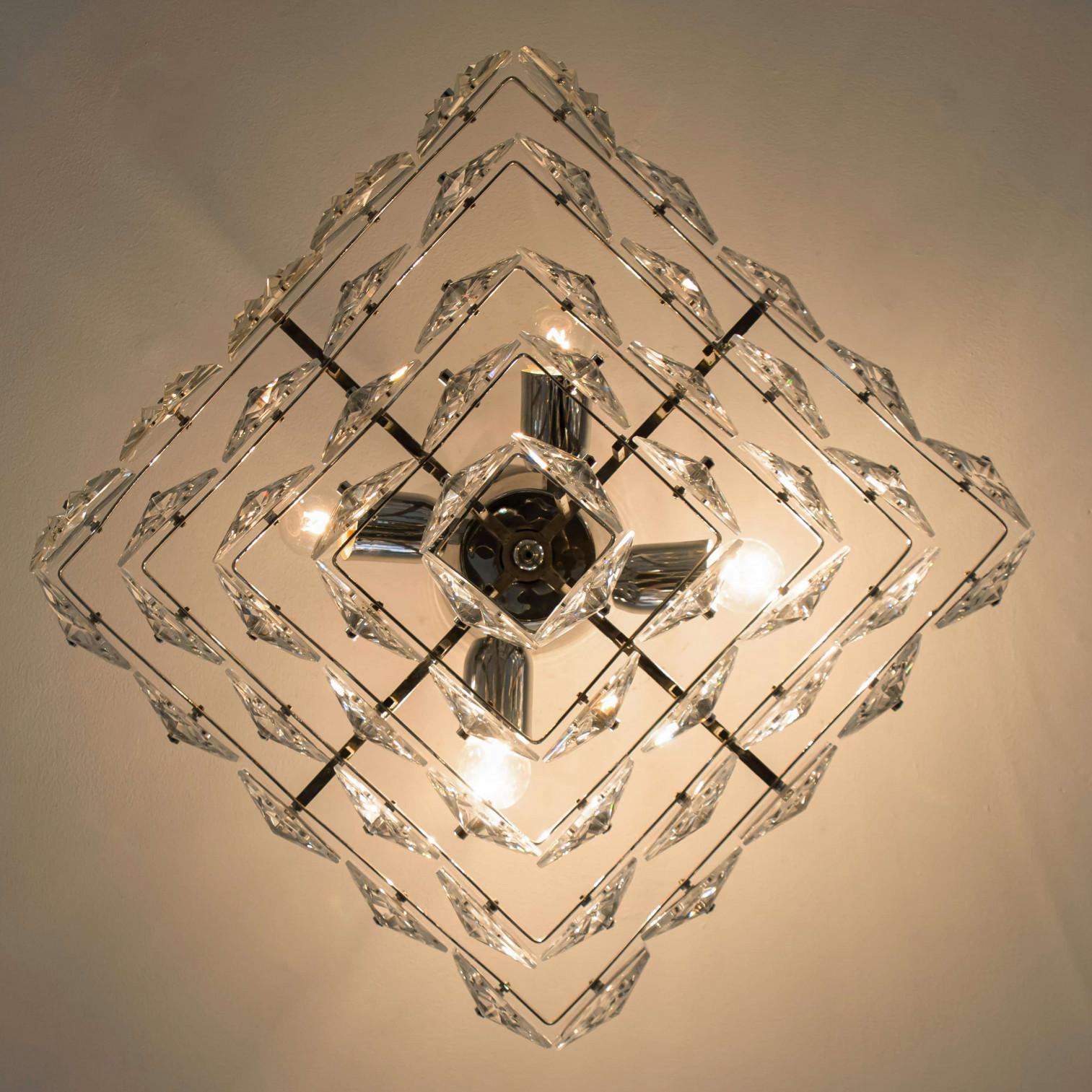 Kinkeldey Pendelleuchte aus Chromkristall, Hex, 1970 im Angebot 5