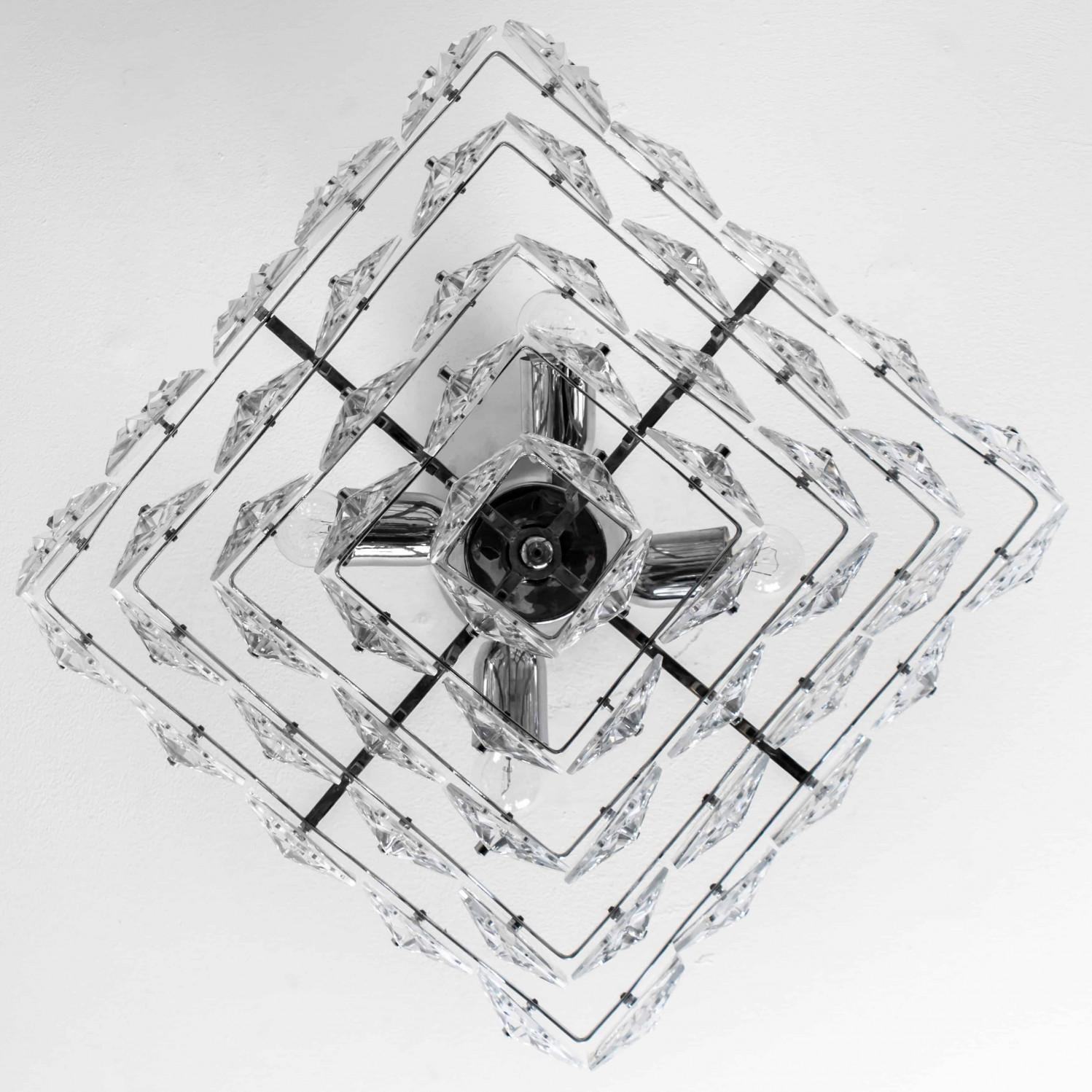 Kinkeldey Pendelleuchte aus Chromkristall, Hex, 1970 im Zustand „Gut“ im Angebot in Rijssen, NL
