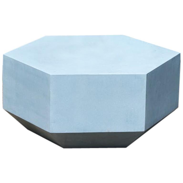 Table basse hexagonale en béton pour l'intérieur ou l'extérieur, hauteur 24 cm