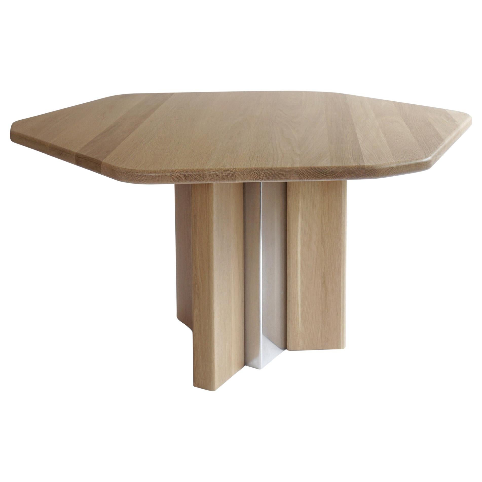 Hex Diamond Table in White Oak and Aluminum by Simon Johns For Sale