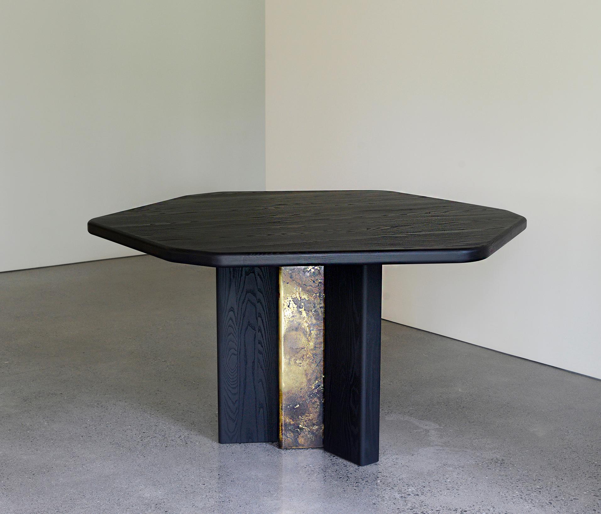 Hex Diamond Table in Black and Patinated Brass by Simon Johns For Sale 3