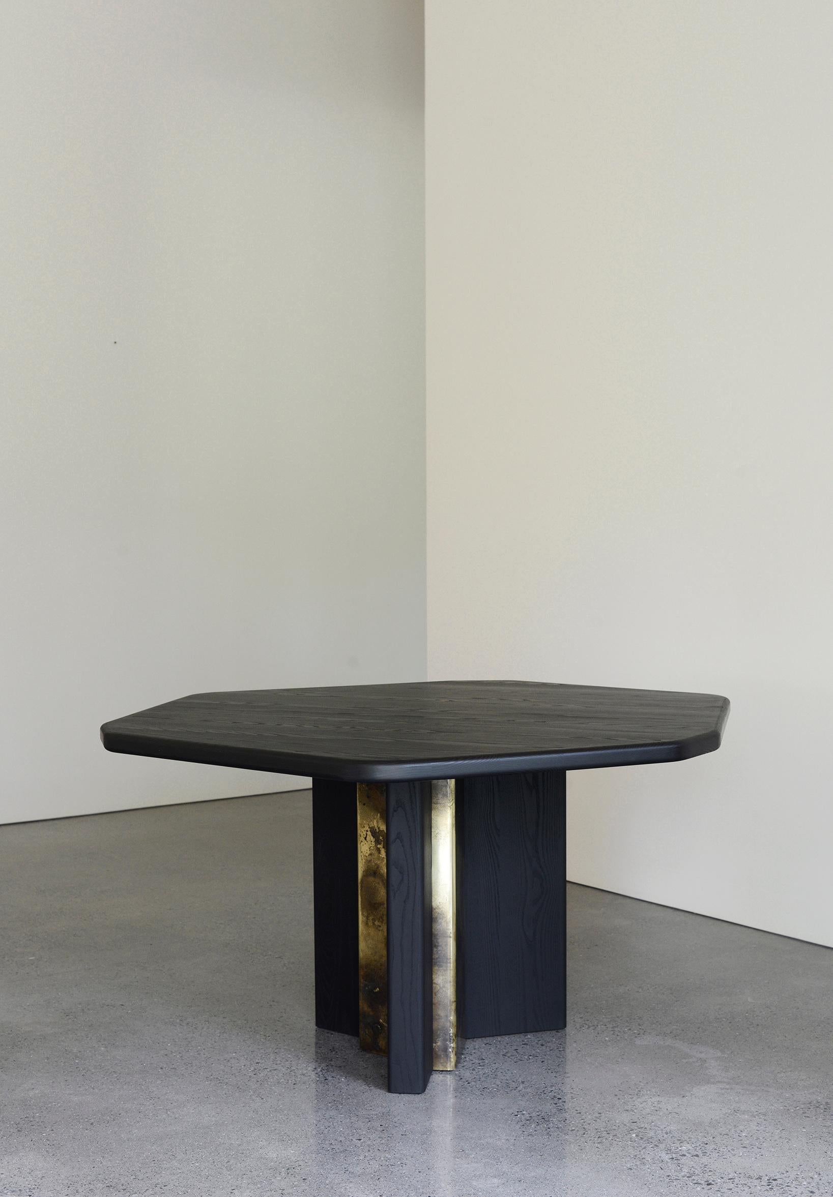 Hex Diamond Table in Black and Patinated Brass by Simon Johns For Sale 1