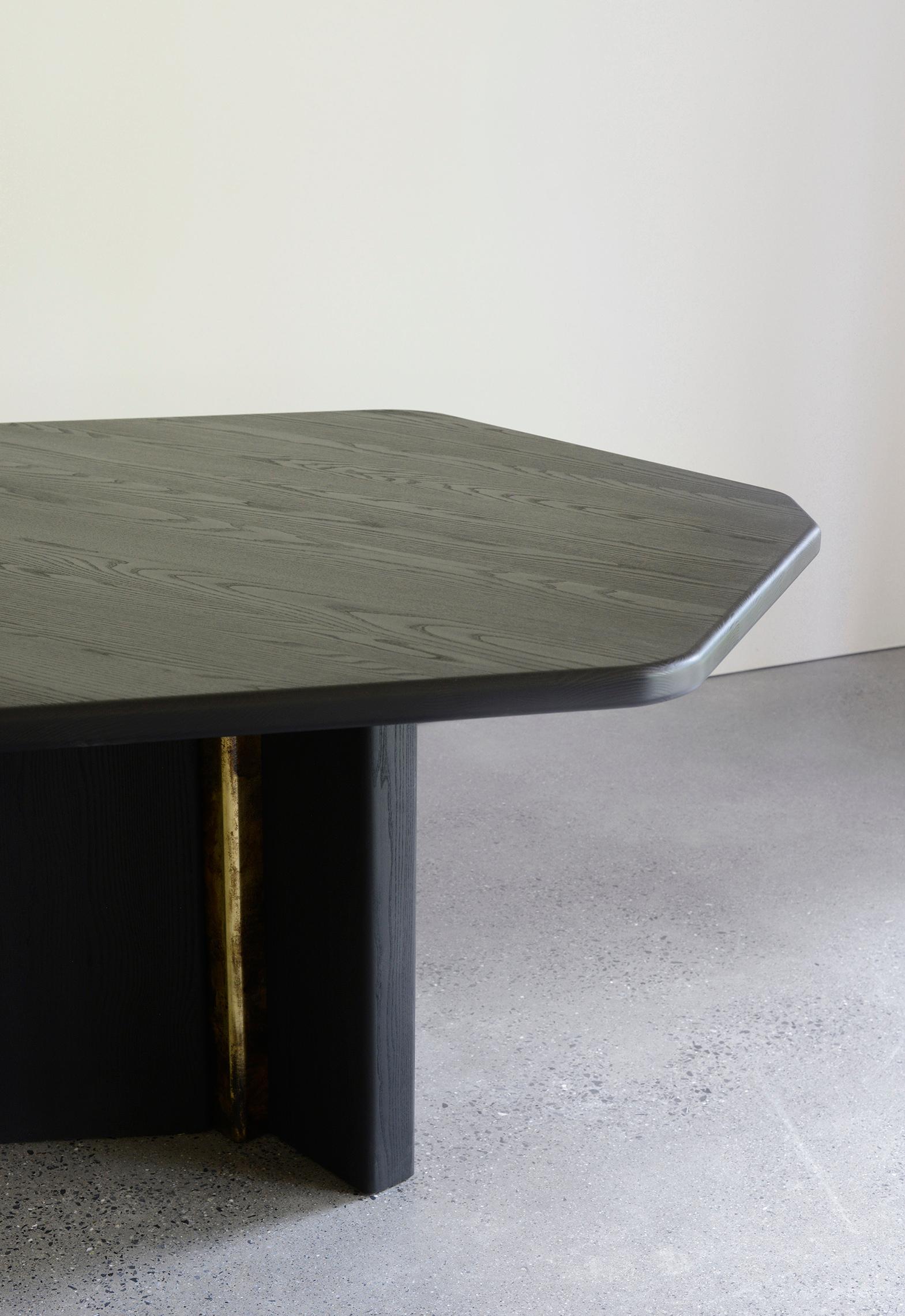 Hex Diamond Table in Black and Patinated Brass by Simon Johns For Sale 2