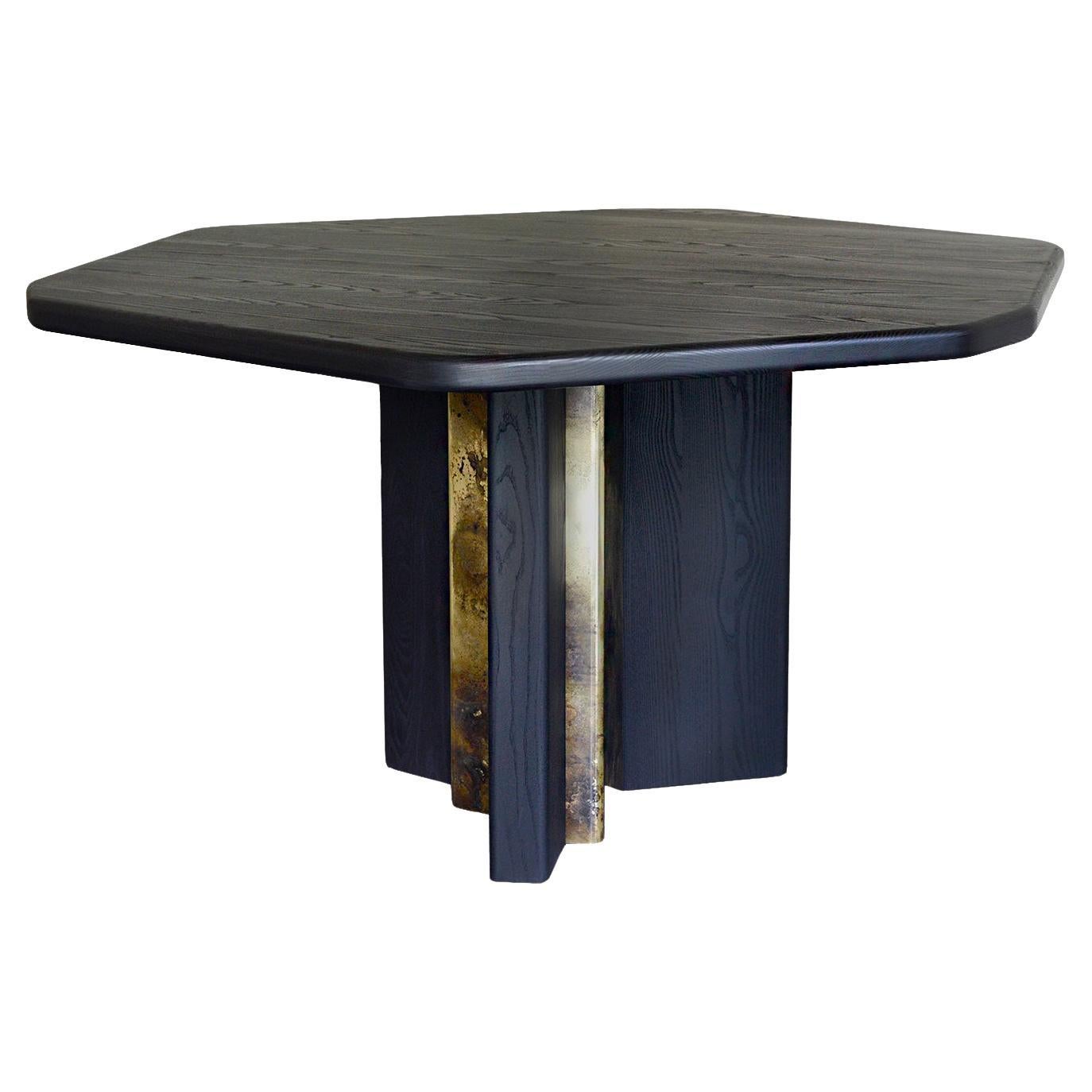 Hex Diamond Table in Black and Patinated Brass by Simon Johns For Sale