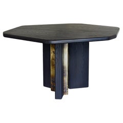 Hex Diamond Table in Black and Patinated Brass by Simon Johns