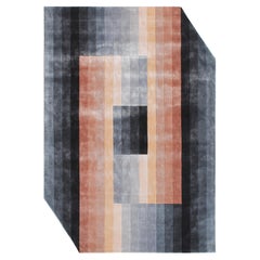 HEX Handgetufteter moderner Seidenteppich in grauer Pfirsichfarbe von Hand