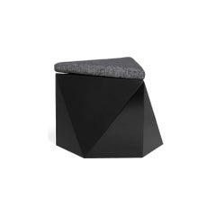 Hex No.2 Modern and Futuristic Ottoman, Wood with Fabric Top Stool-Black Pouf