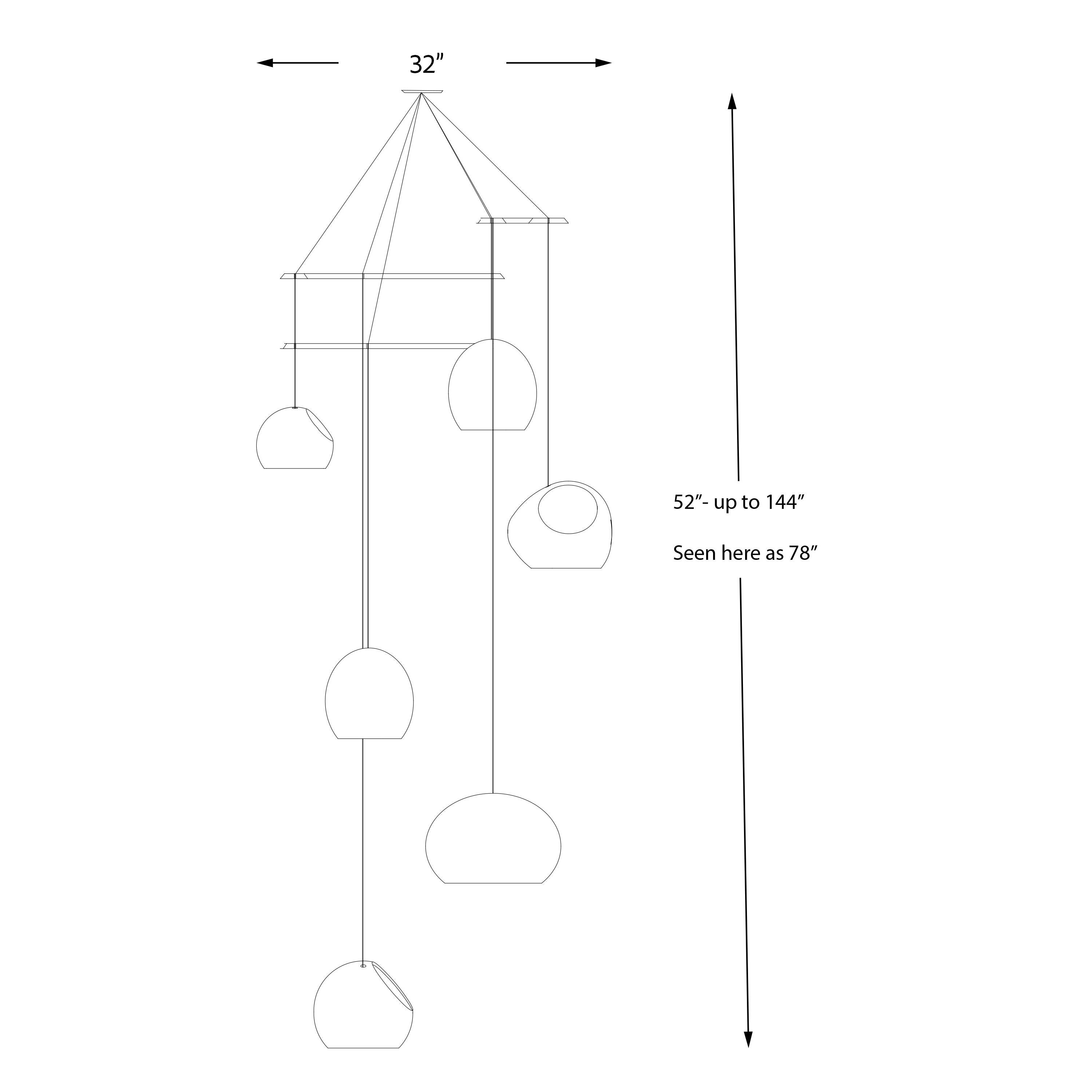 Claylight Hex: Sculptural Ceramic Chandelier, Six Light Pendant, Unique Lighting For Sale 5