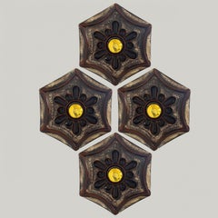 Sechseckige Stern-Keramik-Wandleuchten, Deutschland, 1970